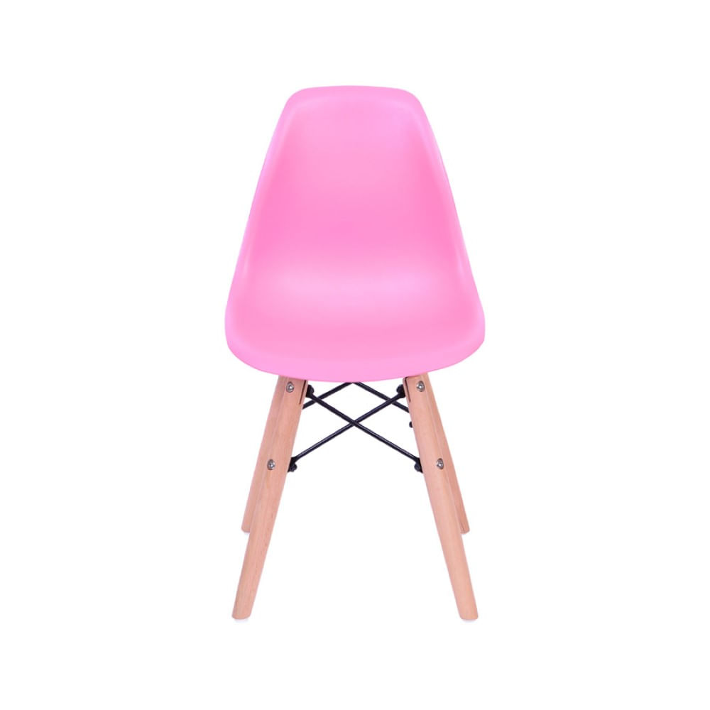 Cadeira infantil escandinava rosa com pés de madeira - Boisnature'l