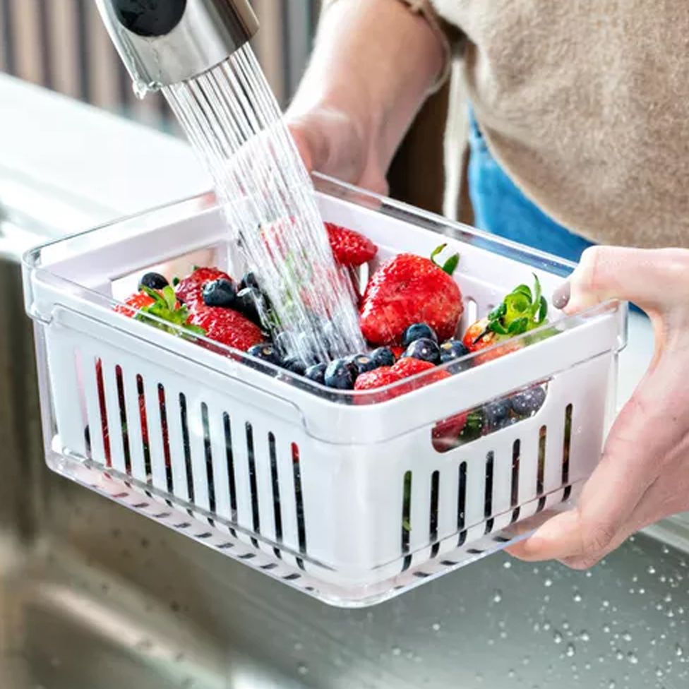 Pote Organizador Clear Fresh para Geladeira com Cesto Drenagem 2