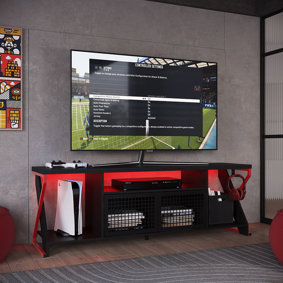 Rack Gamer Industrial com 2 Portas Preto e Vermelho | Openbox2 Rack Gamer Industrial com 2 Portas Preto e Vermelho | Openbox2