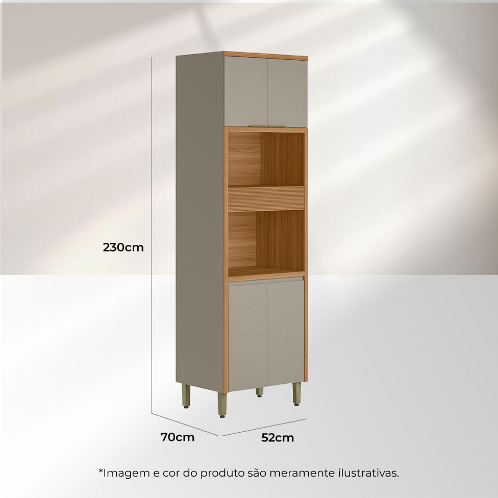 Torre Quente Allure com 4 Portas Natural e Cinza | Openbox2