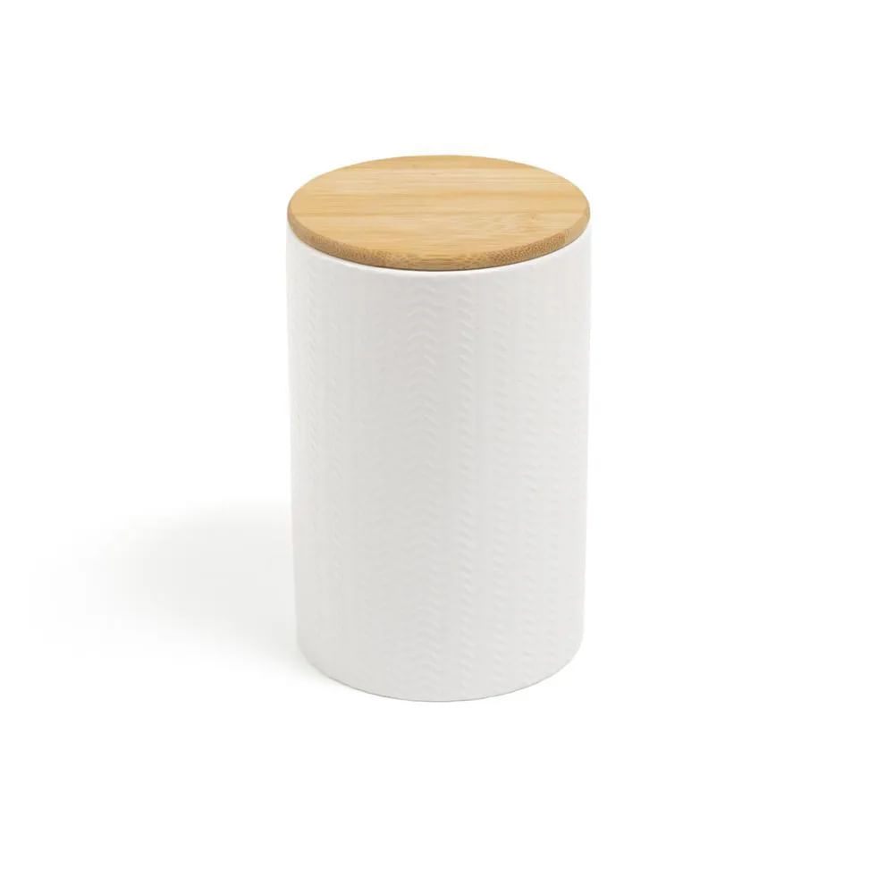 Pote Zig Zag Dolomita C/tampa de Bambu Medio 1,2l Branco | Openbox2