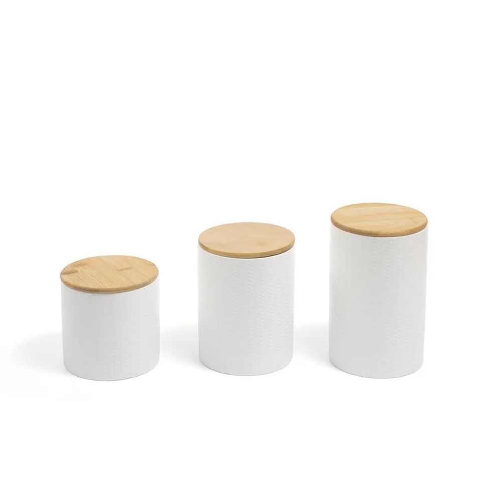 Pote Zig Zag Dolomita C/tampa de Bambu Medio 1,2l Branco | Openbox2